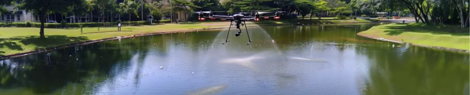 Pond spraying in South Carolina. Conservation Drone Services